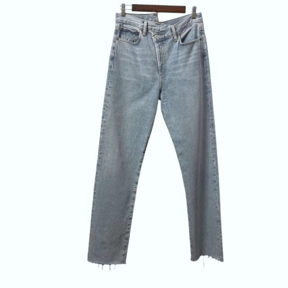 Agolde Light Blue Straight Leg Jeans - Picture 2 of 16